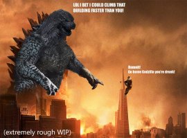 Конг  может мочить тираннозавра или спинозавра,но бой с Годзиллой...либо Кинга нужно облучать радиацией для роста , либо Годжу конкретно уменьшать.Фильм 1962 года Кинг Конг против Годзиллы .Годзиллу уменьшили. А так без вариантов))