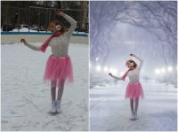 А что здесь удивительного? Зассанный кусок катка под ногами? По крайней мере именно так выглядит разница в тоне белого под ногами и остальной дорожки.