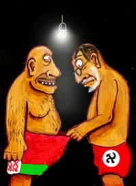 Рад, что с моей подачи и после многочисленных повторений ты всё-таки выучил слово "шовинизм".(сарказм) . С  ненавистью ко всем "нерусским" тебе еще надо работать, и работать... Отсюда-- и  шкала стандартов у тебя "сбита"...
 ...что, родной, комплекс неполноценности у тебя какой, али как ?... 
 Пы.Сы.: А Россию в Беларуси называют Россией. (Звучит ОДИНАКОВО как на русском, так и на белорусском языках). Они ОБА  официальные. Никто твои чувства не ранит, и ни "Россируссией", ни "РСФСР" никто официальное название страны( России) не коверкает...Так что и ты-- будь добр,-- УВАЖАЙ ДРУГИХ.