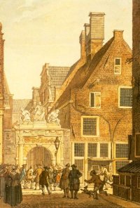 Это тюрьма Rasphuis в Амстердаме. Rasp - тёрка, <span style='color:gray'>[мат]</span> - дом. В этой тюрьме заключенные терли кору бразильских деревьев (цезальпиния) в пыль, которая использовалась для краски. Нежелающих работать, действительно, сажали в камеры, где надо было откачивать воду.