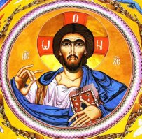 Это "Христос иерей", если не ошибаюсь, из киевского собора святой Софии. Но жест присутствует не только на этой иконе.
На всякий случай показываю картинки с "козой", смотрящей на себя и от себя, чтобы не создалось ложно впечатление, что один вариант "правильный", а второй "символ сатаны".