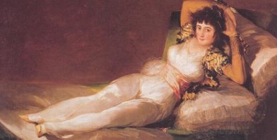 Гоя, тот который не шлифовальная паста, а истопник при испанском дворе, как то раз сделал серию гравюр офортов про королеву Испании.  А она оказалось бабой крайне умной. В общем выкупила она у истопника (кстати любовница у он но го герцогиня Альба была красавицей, хоть и лярвой) те офорты и все переименовала и большим тиражом в Европу загнала...  не всегда страшная рожа обозначает плохую королеву.  А так Гоя в Испании частенько писал особ женского полу королевских кровей затылком к зрителю, правда по разным причинам. А вот Альбу в образе ЛЯДИ во всей красе...