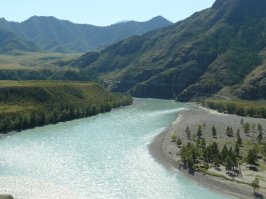 река Катунь и водопад Корбу Республика Алтай
