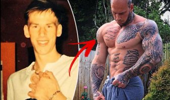 Вот ещё актёр(правда роль всего одна), да и не совсем ради роли метамарфоза была. Но результат впечатляет.