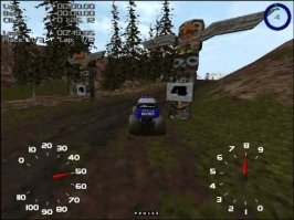 ИМХО
Самая  атмосферная  игра  это  хард трюк
Monster Truck Madness 2 
1998 год
Трасса  по кладбищу  в  грозу это  вещь !
лет  5-7 в  неё  у меня  гости  рубились стабильно.
Условно открытый мир ( в смысле можно свалить  с трассы )
Довольно  прикольно  реализованный ИИ  противников ( точнее  его подобие )
Приятная  графика  не отвлекающая  от игрового процесса  но создающая  атмосферу  гонок.
И  довольно забавная физика.
Для   дешевой  игры  тех годов  это  шедевр.