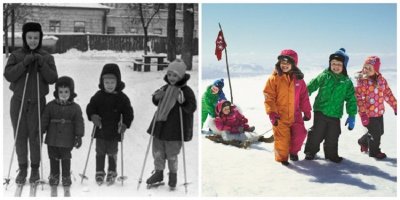 Они на коньках с лыжными палками?! Не помню такой моды))