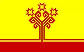 Ну а это нынешний флаг нашей республики. Земля, небо и древо жизни. Ну а три звезды это  Пулна, Пур, Пулатпар  ( Были, Есть, Будем ).