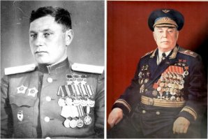 Алекса ндр Ива нович Покры шкин    советский лётчик-ас, второй по результативности (после Ивана Кожедуба) пилот-истребитель среди лётчиков стран антигитлеровской коалиции во Второй мировой войне. Первый трижды Герой Советского Союза. Маршал авиации
Награды
Герой Советского Союза:
   Трижды Герой Советского Союза (24.04.1943   медаль   993; 24.08.1943   медаль   10; 19.08.1944   медаль   1).
Ордена:
   шесть орденов Ленина (22.12.1941     7086; 24.05.1943     9600; 6.03.1963     124904; 21.10.1967     344099; 21.02.1978     429973; 5.03.1983     400362);
    орден Октябрьской Революции (5.03.1973     1793);
    четыре ордена Красного Знамени (22.04.1943     66983; 18.07.1943     8305/2; 24.12.1943     448/3; 20.04.1953     1392/4);
    два ордена Суворова II степени(6.04.1945     1484; 29.05.1945     1662);
    орден Отечественной войны I степени (11.03.1985     537850);
    два ордена Красной Звезды (6.11.1947     2762070; 4.06.1955     3341640);
    орден  За службу Родине в Вооружённых Силах СССР  3-й степени (30.04.1975     0039).
Медали:
  За боевые заслуги  (3.11.1944);
     За оборону Кавказа  (1.05.1944);
     За победу над Германией в Великой Отечественной войне 1941 1945 гг.  (9.05.1945);
     За доблестный труд в Великой Отечественной войне 1941 1945 гг.  (6.06.1945);
     За освобождение Праги  (9.06.1945);
     За взятие Берлина  (9.06.1945);
     XXX лет Советской Армии и Флота  (22.02.1948);
     В память 800-летия Москвы  (7.04.1951);
     40 лет Вооружённых Сил СССР  (18.12.1957);
     За освоение целинных земель  (5.11.1964);
     Двадцать лет Победы в Великой Отечественной войне 1941 1945 гг.  (7.05.1965);
     50 лет Вооружённых Сил СССР  (26.12.1967);
     За воинскую доблесть. В ознаменование 100-летия со дня рождения Владимира Ильича Ленина  (20.04.1970);
     Тридцать лет Победы в Великой Отечественной войне 1941 1945 гг.  (25.04.1975);
     60 лет Вооружённых Сил СССР  (28.01.1978);
     За укрепление боевого содружества  (31.05.1980);
     В память 1500-летия Киева  (17.05.1982);
     Ветеран Вооружённых Сил СССР  (30.04.1984);
     Сорок лет Победы в Великой Отечественной войне 1941 1945 гг.  (12.04.1985).
Иностранные награды:
    медаль  За выдающиеся заслуги  (США) (1943);
    орден Народной Республики Болгария 1 степени (НРБ);
    ордена Тудора Владимиреску 2-й и 3-й степени (СРР);
    орден Карла Маркса (ГДР);
    Серебряный крест ордена  Виртути Милитари  (ПНР);
    Кавалер ордена  Возрождение Польши  (ПНР);
    орден Сухэ Батора (МНР);
    орден Красного Знамени (МНР).
Также награждён медалями Вьетнама, Кубы, Болгарии, ГДР, ЧССР.
Региональные награды:
  медаль Кемеровской области  За честь и мужество  (2013 год)[14].
Почётный гражданин
Почётный гражданин городов: Мариуполь, Новосибирск, Бельцы, Ржев, Владикавказ и др.