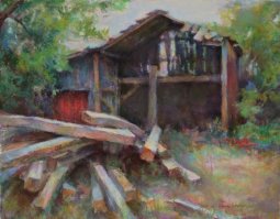 Пастель. Брёвны.