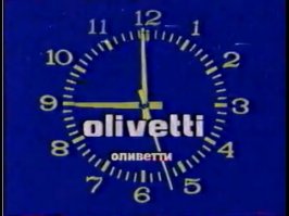 Насколько я помню, первая реклама на советском телевидении была "olivetti"