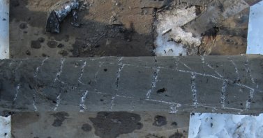 Немного подкорректирую - не "вечная мерзлота", а правильно говорить "многолетне-мерзлые грунты" или сокращенно ММГ (как известно ничего вечного нет). Грунт не промерзает на 160 см, а он реликтово мерзлый на глубины до 300 и более метров, а вот в летний период лишь оттаивает на глубину 1,5-2,5 метров (так называемый деятельный слой - сезонно-талые грунты). Температуры зимой могут достигать и -60 (и даже ниже если с ветром), но деревьев нет не поэтому, а потому что в мерзлых грунтах они просто не растут, а лишь угнетенный древостой по берегам крупных рек (где развиты талые грунты (гидрогенные талики - колоссальные объемы воды создают в прилегающих грунтах положительный градиент температур). К слову скандинавские тундры не мерзлые, а вот от ямало-ненецкого округа и далее на восток - зоны распространения мерзлых грунтов. Кстати температуры их в среднем минус 2 - минус 5 градусов.
Немного фото керна мерзлых грунтов с включениями (шлирами) льда: