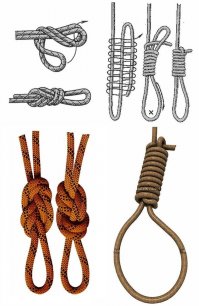 Если это и фотошоп, то это очень профессиональный фотошоп.
Правда, есть некоторые зацепочки.
Левые два узла связаны самозатягивающейся удавкой (так называемый эшафотный узел), а правые два (с качающимися детьми)-- узлом "восьмёрка".
Как-то слабо верится, что один человек вязал разные узлы