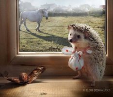 Явно влияние Норштейна. :) Художник знаком с классикой.