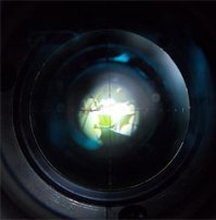 тут с вами я поспорю, обычно прицелы настраивают таким образом что через него можно увидеть картину только если будет определённое расстояние межу линзами и глазом, владелец винтовки наверняка её настроил таким образом что это расстояние будет только тогда когда приклад будет прижат в плечо, у военных на прицеле приделана круглая резинка соответствующей длинны, а в данной ситуации девушка видит 100%, такую картинку