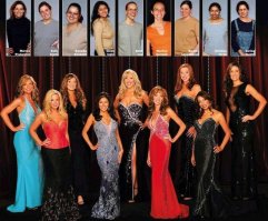 Это финалистки американского реалити-шоу "Лебедь" (Swan). Им делали пластические операции не только на лице (ровняли зубы, исправляли прикус и пр.), но и всяческие липосакции и подтяжки тела. Макияж там только завершающая "стадия".