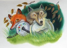 Домашняя лиса и пес - лучшие друзья