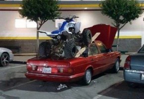 А тут все норм. Просто загрузил квадрик в самодельный пикап.