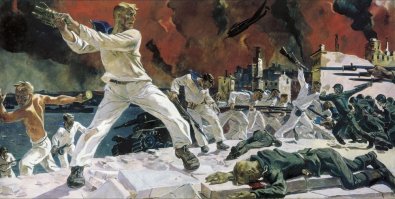 Без картины Дейнеки пост будет немножко неполным. Она была в наших учебниках по Истории