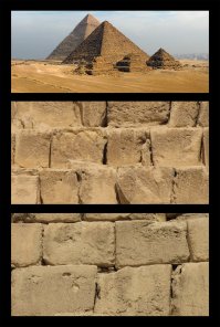 Городские стены оставим в покое, потому что они строились из более простых вещей, как саманные кирпичи.

Что касается пирамид царских жен, так лично я вижу, что их блоки не особо то и отличаются от блоков пирамид в той же Гизе. Не берем в расчет некоторые нижние ряды пирамид Хуфу и Хафра, там блоки побольше, чем кладка выше.

И если посмотреть на основную кладку пирамид и их спутниц, то принципиальной разницы и нет.

Прикрепляю картинку, видите, где блоки пирамиды царской и ее спутницы?