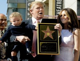 Трамп был удостоен звезды в Голливуде в 2007 году за работу в качестве ведущего собственного телешоу The Apprentice.

В Голливуде разбили звезду славы, посвященную Дональду Трампу. Вандалом оказался американец Джейми Отис. Мужчина сообщил, что хотел извлечь памятный знак и продать его на аукционе, а вырученные деньги направить женщинам, пострадавшим от домогательств Трампа.