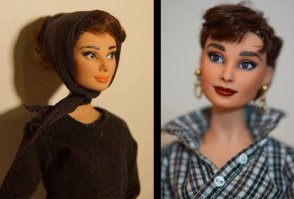 Художник молодец, ощутимо оживил своих кукол сходством с персонажами. 
Только Одри Хепберн не узнал.
Вот несколько иные варианты: