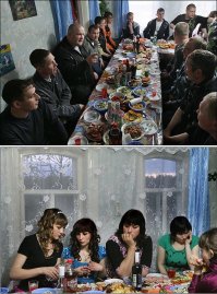 Проводы мусульманские - бабы отдельно, пацаны отдельно.