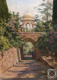 в ливадийском парке есть мост, спускаешься от дворца на пляж по ступенькам и выходишь на широкую площадку, на которой стоит беседка, сперва даже и не понимаешь что это мост, и если не задерживаться там то и не поймёшь, посидел отдохнул и идёшь дальше по ступенькам, но задержатся стоит: из беседки открывается великолепный вид на Ялту, а с другой стороны открывается вид на длинную дорожку, которая кстати под мостом и заканчивается, многие проходят мимо этой беседки, так как спускаются не пешком, а лифтами