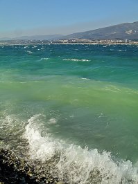 это я снимала на Тамани. ЭТо не Геленджик! вот вам вода в Геленджикской бухте! Не понимаю,откуда столько ненависти.... и кстати в бухте отличное течение..