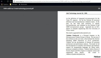 Что Пентковский сделал для Intel ?
Один из участников разработки,  процессора семейства Pentium III ?