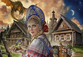 Уж простите извините, хотел пройти мимо, но... Финист и Алёша Попович, ну что за ужас? Ну что за гомосяо в кирзачах? Наручи, поножи, это вообще кошмар. Посох это как?! Шлем хоть нозальный нашли с бармицей и то хлеб. А что это за заточенный пластик с закосом под сакс? Щит где. Финист вообще кошмар с саблями эльфийскими, ну что за ножики, кто носит сабли за спиной? А навершия, это же паразониум. Про "доспех" вообще молчу. Ну ежели лезете с аниме и косплеем в русские сказки, так хоть не портите. Так должен был выглядеть Финист и А.Попочич - никаких проблем достать нормальный доспех, исторический, красивый и безупречный со всех сторон. Василису изуродовали. Классическая Баба-Яга чем не устраивает? Да и Кощей? Всё бы как у американов. И волколак этот ваш выдаёт ваши сальные уши - у русских таких тварей нет, это польско-украинско-белорусский персонаж. А уж вооружать оборотня? Как он будет оборачиваться. Через нож в пне или ремень? Или вы про то не ведаете? Ну и клюшки урукхаевские зачем рисовать? Как упражнение в графике почётно, а вот русскую классику перевирать под комиксы не стоит.
