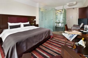 Жил как то в похожем номере, как на  2. 
Best Western Plus Grand Winston 
Generaal Eisenhowerplein 1, 2288 AE Рейсвейк, Нидерланды