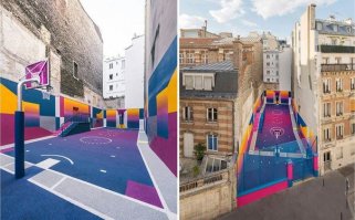 Как человек регулярно играющий в баскет, я бы через 20 мин на этой площадке шизанулся 
Вырви глаз, убей дальномер