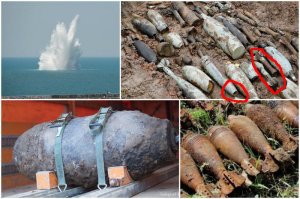 как пример обвел относительно безопасные находки, повторюсь ОТНОСИТЕЛЬНО!!!!!!!!.
 1. у снаряда нету самого взрывака, вроде и не бахнет, но есть ВВ, эт уже статья, да и как тот тол выпарить? это можно и самому в болото кинуть.

2. тут проще и не страшно, это уже просто железки, хвосты-стабилизаторы от минометок, свою функцию вышибник уже сделал, ВВ и прочей гадости там уже нет, просто осколок, обычна железяка.