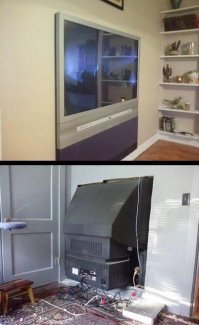 Когда наша семья в новую квартиру переехала. отец таким образом холодильник встроил. Продолбил стену в кухне, холодильник всунули, а задница его в прихожей, шкафом замаскирована, да еще сам шкаф можно по назначению использовать, там полки.