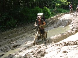 Этот тоже неплохо в грязь вошел, аж руль сломал :)