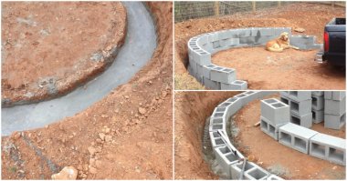 Они блоки вверх ногами положили или я что-то не понял? Обычно выемкой вниз кладут, чтобы раствор заполнял часть выемки и держалось крепче. 

А эти рукожопы походу кладут гладкой частью вниз, заполняяя пустоты раствором?