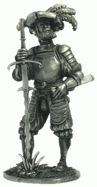 Мушкет ещё долго не был основным аргументом на поле брани.
А те-же ландскнехты орудовали "кошкодёрами" чаще чам стреляли из огнестрела... а фламбер штука довольно редкая и для своего времени дорогая...