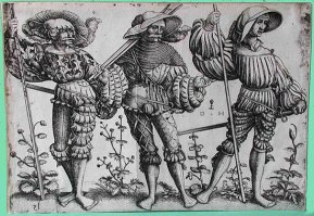 Мушкет ещё долго не был основным аргументом на поле брани.
А те-же ландскнехты орудовали "кошкодёрами" чаще чам стреляли из огнестрела... а фламбер штука довольно редкая и для своего времени дорогая...