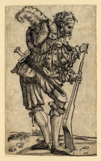 Мушкет ещё долго не был основным аргументом на поле брани.
А те-же ландскнехты орудовали "кошкодёрами" чаще чам стреляли из огнестрела... а фламбер штука довольно редкая и для своего времени дорогая...