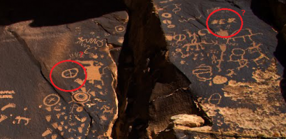 Примитивные рисунки на "Газетном камне" изображают жизнь людей 2000 лет назад