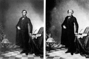"портрет Авраама Линкольна в 1860 г, сделанный Мэтью Брэди, где соединили тело Джона Калхоуна и голову Линкольна. Этот портрет послужил основой для пятидолларовой купюры."

1860 год. Сталин еще не родился. Но ОНИ - ЗНАЛИ, ОНИ - ЗНАЛИ.