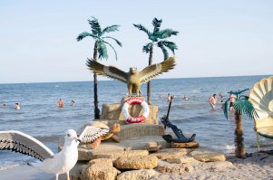 На фото Евпатория! "Новый пляж" на Симферопольской! У нас подобные реквизиты еще практикуются в курзале!