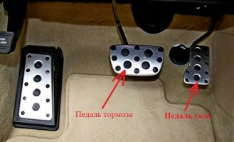 эээ, есть такая педаль слева внизу (или посередине, если механика), на нее когда жмешь, машина начинает останавливаться, так вот, когда я вижу людей на остановке, я обычно на нее кладу ногу, чтобы если что нажать, а когда лужа впереди, то я прям сразу начинаю на нее жать, чтобы не облить никого, чтобы не залило мотор и чтобы безопасно проехать лужу. Сейчас я вам покажу где эта педаль на механике и на автомате: