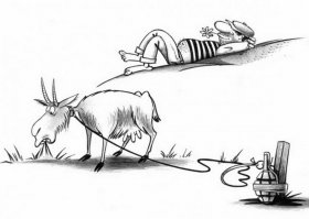 Коза просто уйдет с веревкой и чекой:)