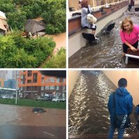 Ливень начался резко и шел часа три. Город местами сильно подтопило.