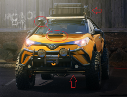 Сразу видно - гуманитарная работа, так потом ещё по таким рисункам заставляют инженеров лепить конструктивно убогие машины...

Два воздухозаборника, и оба смотрят вперёд, чтобы как можно больше песка засосать. :)
Где крепление груза на крыше? Где рулевое?) Спереди просто задний мост прихерачен.
Сделан закос под раллирейд, вокруг куча бамперов, а каркаса безопасности внутри нет.