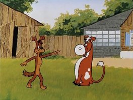 Отвергнутого стадом теленка воспитали собаки