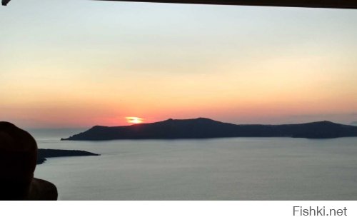закат на санторини
