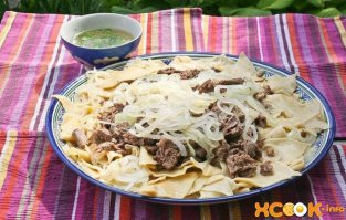 БЕШБАРМАК называется. баранина не обязательно, может быть из конины или говядины. а в западном Казахстане даже из рыбы.