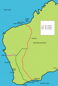 Из той же серии:
Австралийский забор для защиты от кроликов   1833-километровый забор-барьер из дерева, металла и проволоки, построенный в 1907 году в штате Западная Австралия как средство защиты от нашествия кроликов, наводнивших в конце XIX века южные районы Австралии. Бо льшая часть этой столетней баррикады сохранилась и по сей день. Его официальное название    Забор   1 для защиты от кроликов [1]. Он состоит из трёх уровней, и в общей сложности его протяжённость составляет 3256 километров.